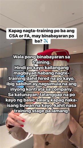 Kapag nagta-training po ba ang CSA or FA, may binabayaran po ba? ✈️ #fyp #reelsvideoシ #fypreelsシ゚viralシ #fypviralシ #facebookreelsviral #reelsfypシ #kareels #fypageシ #fypviral #cabinservicesassistant #cabincrew | Sunshine Briton