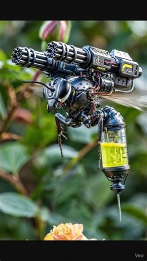 Black and teal Weaponized Cybernetic Ladybug in flight.