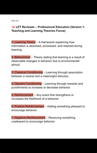 🧠 LET Reviewer – Professional Education (Version 1: Teaching and Learning Theories Focus) #fblifestyle #highlights | Kuya Jus