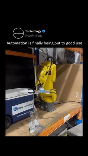 Technology on Instagram: "A Delta automation robot, known for its precision and speed, is being cleverly used to open a beer bottle. With its articulated arms and quick movements, the robot effortlessly grips the bottle cap and twists it off in a seamless motion, showcasing the versatility of robotics in both practical and fun applications. Via: @delta_automation_robotics #technology #robot #funny #beer #explore"