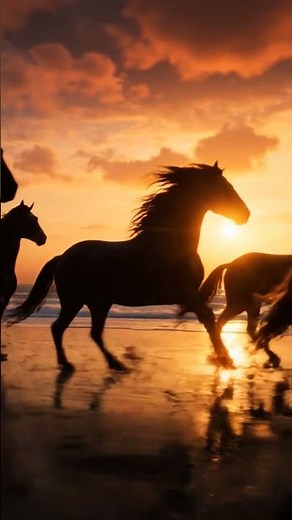 Horses Running Along the Ocean at Sunset 🌊🐎