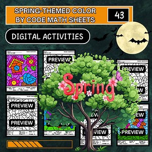 Spring-Themed Color by Code Math Sheets – Fun and Engaging Math Practice