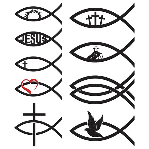 Christian Fish Embroidery Design, Jesus Faith Machine Embroidery File, 9 Design, 6 Size, Instant Download - Etsy