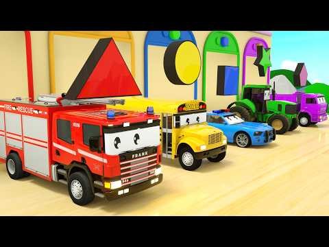 Wheels On the Bus - Shaped wheels and five Kids cars - Baby Nursery Rhymes & Kids Songs