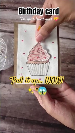 Pull-Up Cupcake Card 😍 | Handmade Surprise #shorts #viral #shortsfeed #sangolisistersdiy