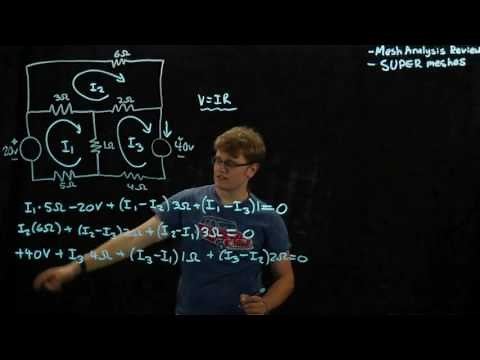 Circuits 1 - Mesh Analysis and Super Mesh - Example