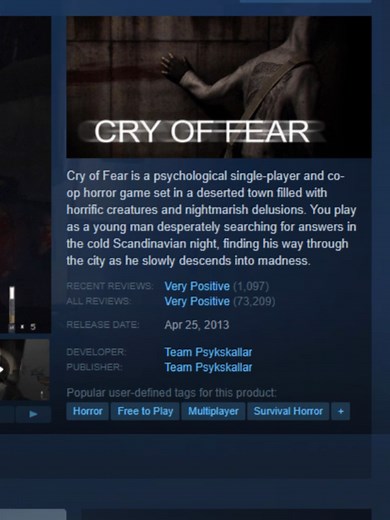 Cry of Fear: Best Free Horror Game on Steam