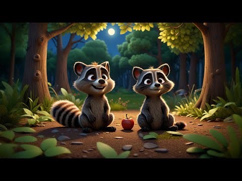 Four Little Raccoons Steal a Snack | Raccoon Song for Kids | Nursery Rhymes and Educational Songs