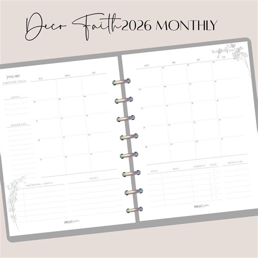2026 Faith Monthly Planner Inserts , Deco Floral Scripture Planning Pages - Etsy
