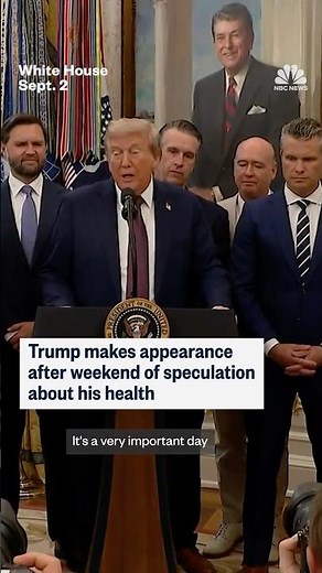 Trump makes appearance after weekend of speculation about his health