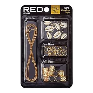 RED by KISS Hair Jewelry for Women Braids Dreadlock A Complete DIY Kit of Hair Charms Beads Cuffs Rings and Metallic Cords for Hair Decoration (Kit 1)