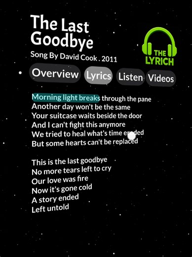 The Last Goodbye by David Cook Lyrics