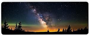 Aurora Nature Landscape Computer Keyboard Mat Mousepad for Gaming, Non-Slip Mouse Pads, Milky Way Desk Mousepad with Stitched Edges, Keyboard Pad for Laptop, PC, 31.5 X 11.8 Inch, 3mm Thick