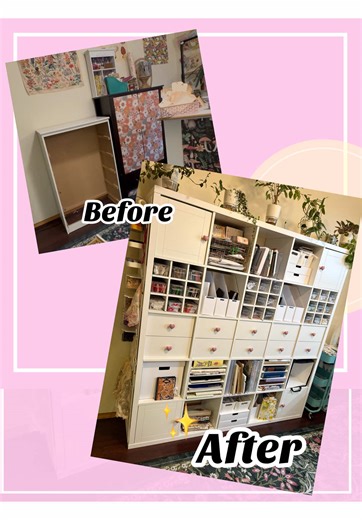 I could have never dreamt of the outcome being this good! I’ll have a full end tour coming in the next week going over all of the products and supplies used! #beforeandafter #craftroom #craftroomorganization #craftroomhacks #craftroommakeover