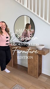 Comment SHOP for links to these ALL NEW Designer inspired furniture pieces that we have tested and love!! WHY WE LOVE THEM ⬇️ -ACCENT CHAIR - This is a true show stopper, the wood mixed with the textured gray fabric looks so high end and would be so great in a living room, as a bedroom accent chair, sitting area, etc. 🪑 -CONSOLE TABLE - The arch details on this, I mean come on they are soooo good! It is the perfect piece for an entry way or a hallway, the open bottom will keep the space from lo