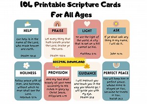 Scripture Cards: Bible Verse Cards for All Ages (printable) - Etsy Canada