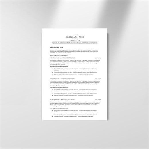 Simple ATS Friendly Resume Template With Cover Letter and Reference Page - Etsy
