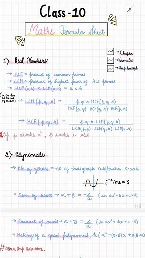 Maths Formula Sheet for Class 10 All formulae Included! #boards #cbse #icse #notes #class10 #notes