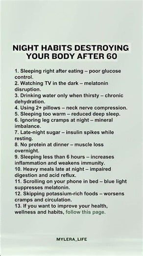 Night Habits Destroying Your Body 👇#healthandwellness