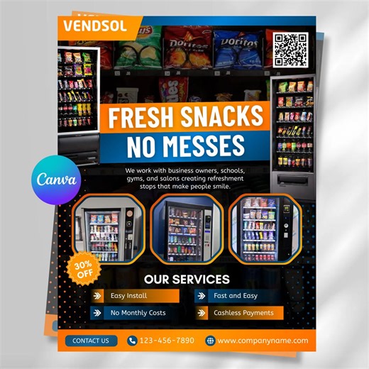 Vending Machine Business Flyer, Printable Vending Services Brochure, Vending Machine Marketing Flyer, Snack Drink Machine Template, Canva - Etsy
