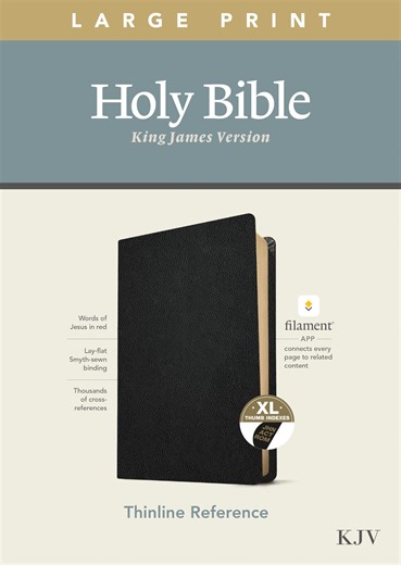 KJV Large Print Thinline Reference Bible, Filament Enabled (Genuine Leather, Black, Indexed, Red Letter): Includes Free Access to the Filament Bible ... Notes, Devotionals, Worship Music, and Video