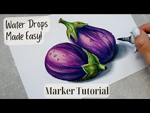 Water Drops / Alcohol Marker Tutorial / Food Illustration / Realistic Sketch