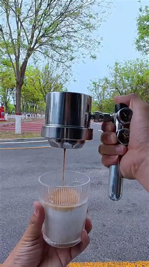 Outdoor Latte Anywhere ☕ Portable Espresso Machine in Nature | Camp Coffee Vibes #shorts