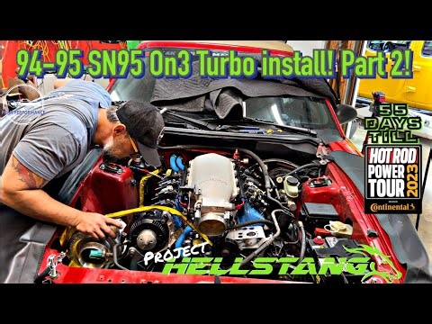 94-95 Mustang SBF On3 Turbo install PART2! AC Lines✅ Clocking & Mounting Turbo✅ Oil Lines✅