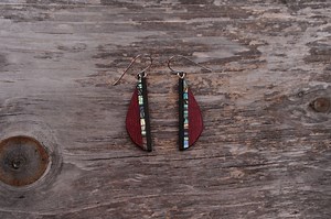 Purpleheart and Abalone Shell Dangle Earrings - Etsy