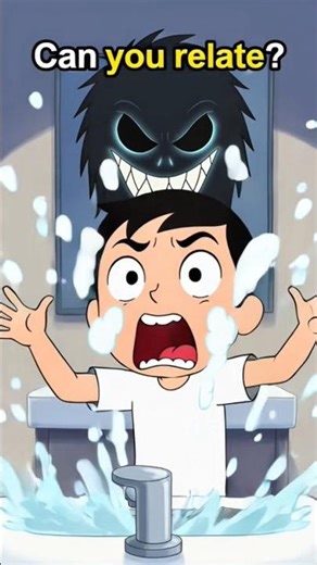 Can You Relate? 😱 Washing Face with Eyes Closed Gone Wrong! 😂 #RelatableMeme #horror