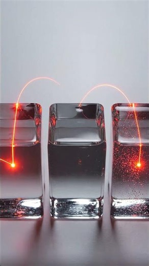 One laser, three liquids—guess the biggest bend #animation #unknownreality #relaxing #experiment