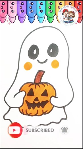 How to Draw a Cute Halloween Ghost 👻🎃✨#art #drawing