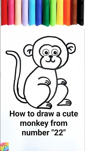 How to draw a cute Monkey with numbers || Easy step by Step for Kids #easydrawing #monkeydrawing