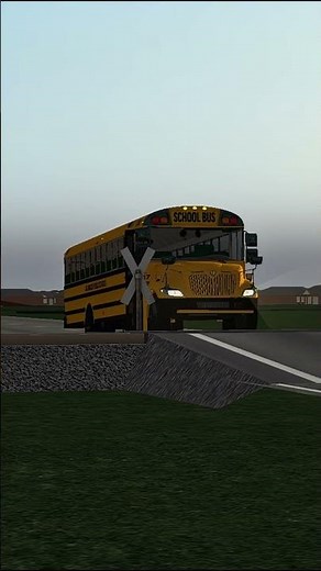 School Buses Crossing Railroad Tracks in Rigs of Rods!