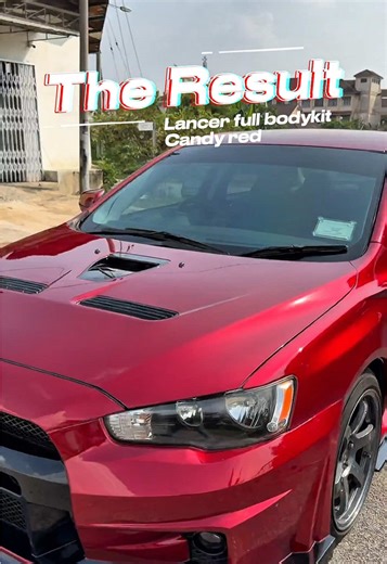 Replying to @minzgone._ Hasil yang ramai tunggu untuk Lancer full bodykit warna candy Red ni🛑 Garang bohh ❤️‍🔥 fighter2 yg berminat boleh terus roger kami📲 #candyred #lancer #lancerevo #fyp #catkeretamurah