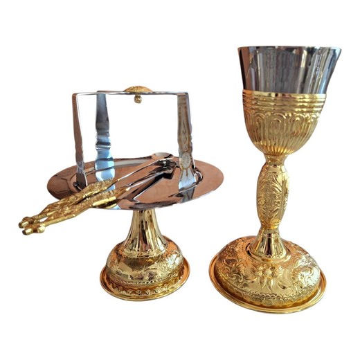 Gold Plated Brass Liturgical Communion Set, Orthodox Chalice Paten Spoon Asterisk Spear - Etsy UK