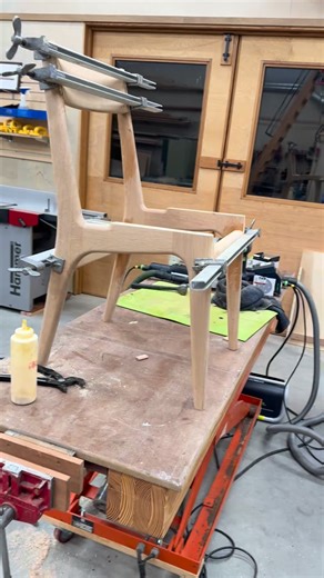 Chris Gibson on Instagram: "Putting the final touches on these chairs. #chairbuild #OakChair #WhiteOakChair #CustomChairs #HandmadeChair #WoodChair #Woodworking #CustomWoodworking #HeirloomQuality #FurnitureDesign #InteriorDesign #DiningChair"