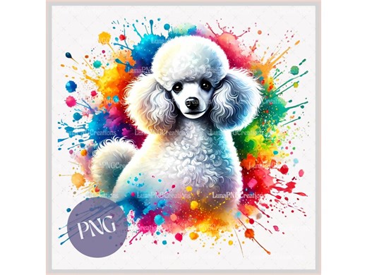 Poodle Clipart, Watercolor Dog PNG, Rainbow Pet Art, Colorful Puppy Digital Download - Etsy