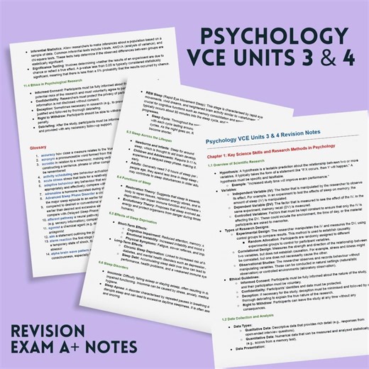 VCE Psychology Revision Notes Units 3 & 4 - Etsy Australia