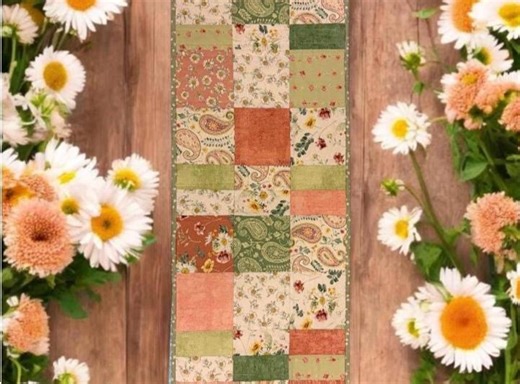 DAISY DAYS Patchwork Table Runner – 48" X 14" Quilted Spring Decor – Sage Green & Peach Floral Cottage Style Reversible Table Topper - Etsy