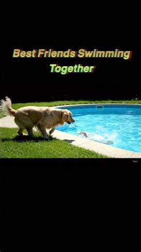 Best Friends Swimming Together #goldenretreiver #puppy #funny #friendship #baby #cute #swimming