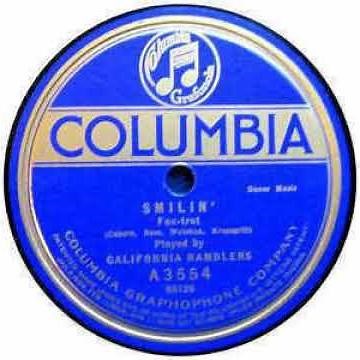 The California Ramblers "Smilin'" (NY, Dec 29, 1921) - Columbia A-3554.