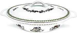 Portmeirion Botanic Garden 15" Oval Casserole Dish with Lid, Assorted Florals Motif - Porcelain Baking Dish with Chip-Resistant Glaze, Dishwasher, Microwave, Oven Safe - Stylish Bakeware & Serveware