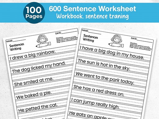 100 Printable Write the Sentence Worksheets | 600 Sentences Writing Worksheets, 1st-3rd Grade ELA Practice, Homeschool PDF, Morning Work - Etsy
