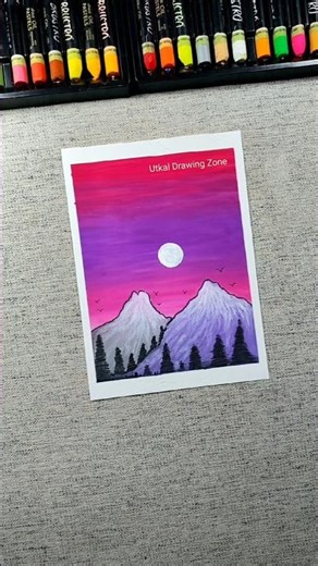 This Oil Pastel Sunset Will Blow Your Mind #satisfying #drawing #artshorts