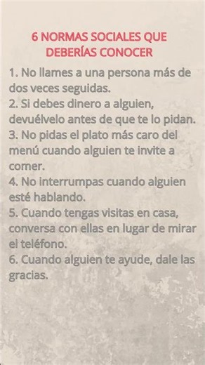 6 NORMAS SOCIALES QUE DEBERÍAS CONOCER