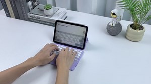 Magic Touchpad Keyboard Case for iPad Mini 7 (2024)/Mini 6 (2021) 8.3 inch, Slim Magnetic Folio with Type-C 7Colors Backlit TrackPad Keyboard fit iPad mini 7th (A17 Pro)/6th generation Purple