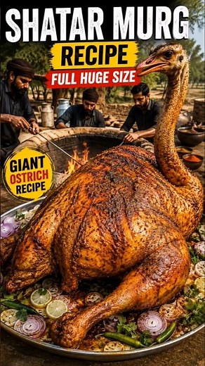 🔥 SHATAR MURG Recipe | Full Huge Size Ostrich Cooking 😱 | Traditional Desi Style