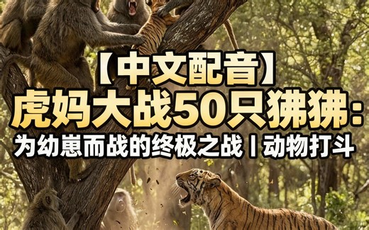 [中配]【中文配音】虎妈大战50只狒狒：为幼崽而战的终极之战 | 动物打斗 - Wild Animal Battles