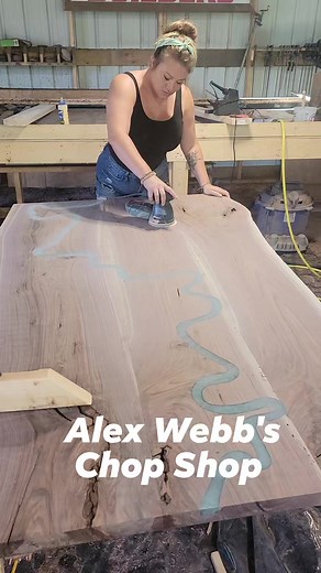 This sage green river on this map table is going to pop! #alexwebbschopshop #reelsvideo #woodworking #husbandandwifeteam #reels #epoxy #handmade #handcrafted | Alex Webb’s CHOP SHOP